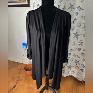 Style & Co. Black light knit Cardigan, waterfall hem, open front 3/4 sleeves NEW